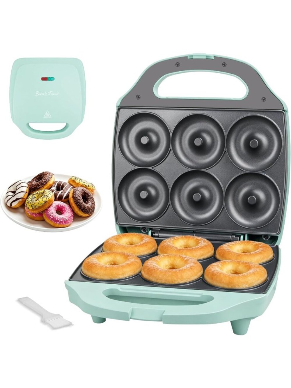 Mini Donut Maker Machine for Home - 6-Cavity Doughnut Maker, Fun Kids Baking